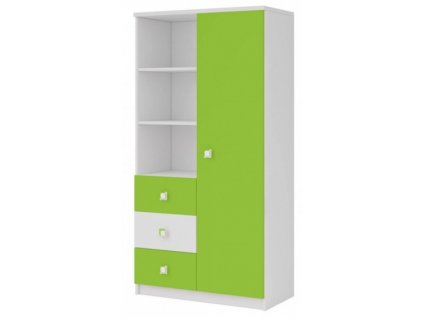 Regál Domino D5 bílý mat + zelená - SKLADEM 1 ks
