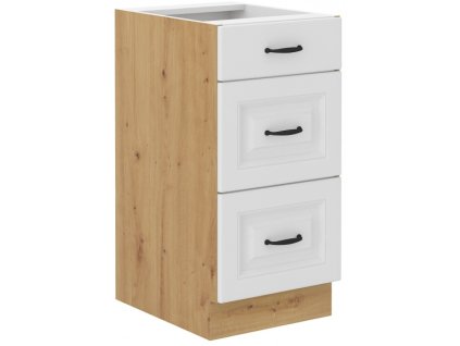 Kuchyňská skříňka Stilo WHAR - dolní 40 D 3S šuplíková, bílá + Artisan