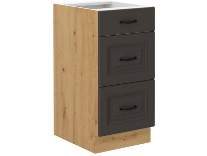 Kuchyňská skříňka Stilo GRAR - dolní 40 D 3S šuplíková, grafit + Artisan