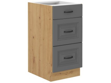 Kuchyňská skříňka Stilo DustGRAR - dolní 40 D 3S šuplíková, Dust Grey + Artisan
