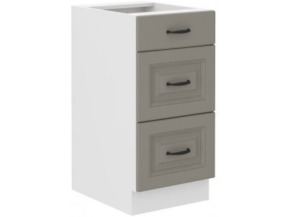 Kuchyňská skříňka Stilo ClayGRWH - dolní 40 D 3S šuplíková, Clay Grey + bílá