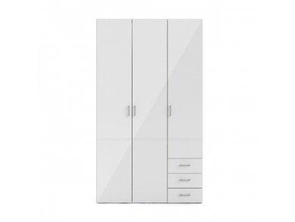 Skříň Sid 3d3s bílá/bílý lesk