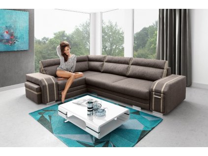 Sedací souprava Avanti L tm.hnědá/béžová