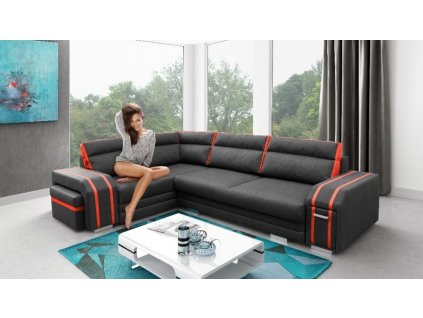 Sedací souprava Avanti L černá/oranžová