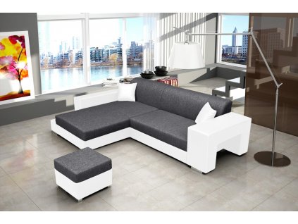 Sedací souprava Oskar L šedá/bílá