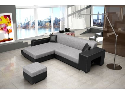 Sedací souprava Oskar L sv.šedá/černá