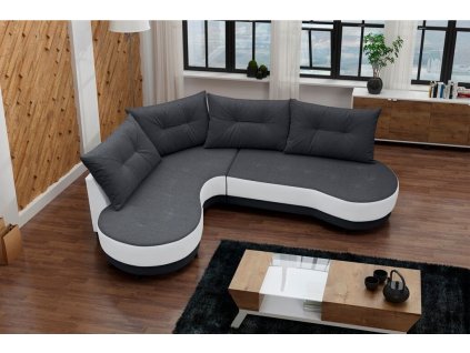 Sedací souprava Abbey L tm.šedá/bílá