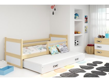 Postel s přistýlkou Riky II 90x200 borovice/bílá