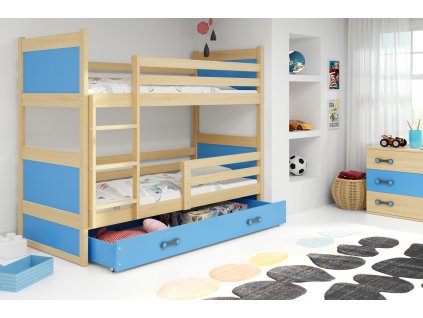 Patrová postel Riky borovice/modrá