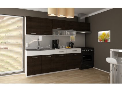 Kuchyňská linka Tatius 240/180 wenge/bílý pruh