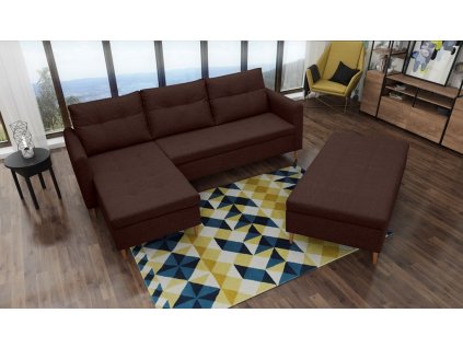 Sedací souprava s taburetem Areon L hnědá