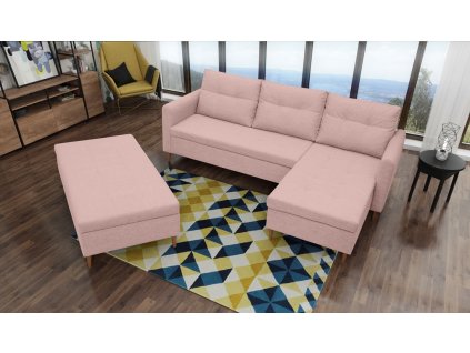 Sedací souprava s taburetem Areon P růžová