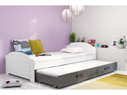 Postel s přistýlkou Lizzie II 90x200 bílá/grafit