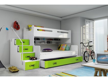 Patrová postel Maty NEW ÚP bílá/zelená