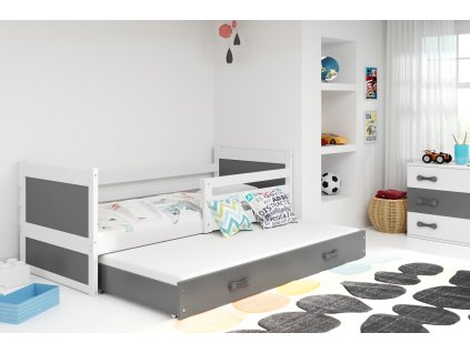 Postel s přistýlkou Riky II 90x200 bílá/grafit