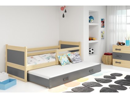 Postel s přistýlkou Riky II 90x200 borovice/grafit