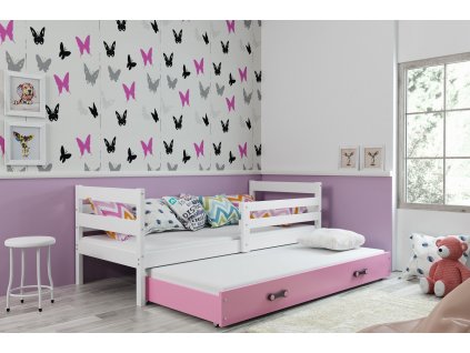 Postel s přistýlkou Norbert II 90x200 bílá/růžová