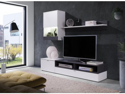 Obývací stěna Robin bílá/sosna tmavá