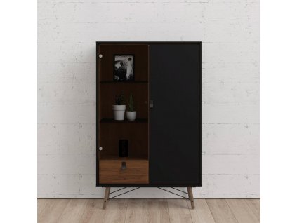 Vitrína Rain černá MAT/ořech