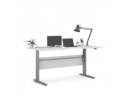 Výškově nastavitelný psací stůl Office 80400/320 bílá/silver grey