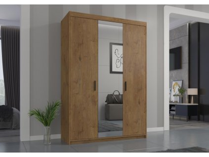 Skříň se zrcadlem Enja 3D dub lefkas