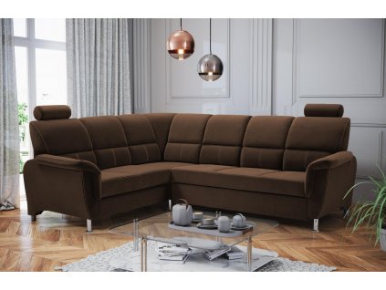 Sedací souprava  L Nadia Velva 4 - hnědá