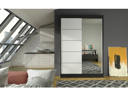 Skříň Linora III 120 černá/bílá