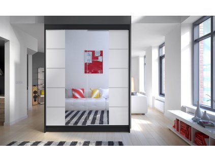 Skříň Camila V 150 černá/bílá