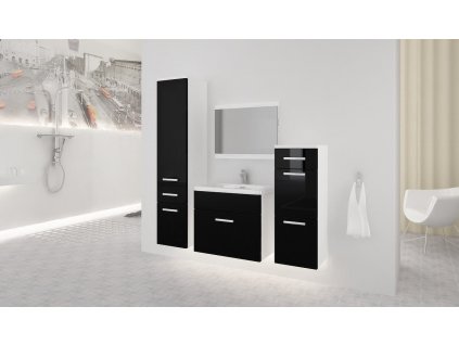 Koupelnová sestava Lora A bílá/černý lesk