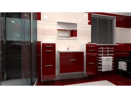 Koupelnová sestava Lora C bílá/bordó lesk