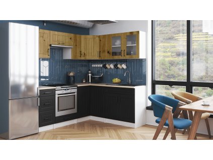 Rohová kuchyňská linka Romana artisan/grafit MAT