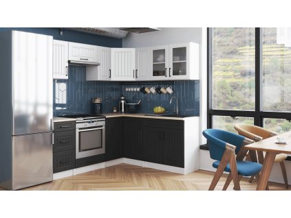 Rohová kuchyňská linka Romana bílá/grafit MAT