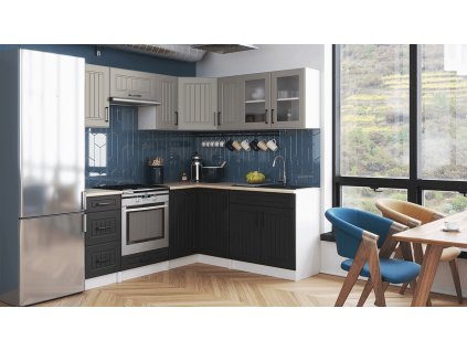 Rohová kuchyňská linka Romana kámen/grafit MAT