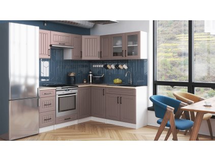 Rohová kuchyňská linka Romana růžová MAT