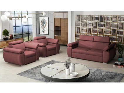 Sedací souprava Bodie 3+1+1 tmavě růžová