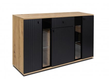 Komoda Silos černá/dub artisan/melamina