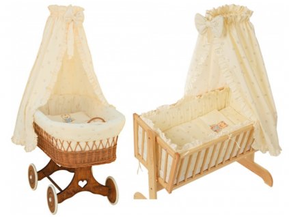 Nebesa nad košík pro miminko a kolébky - Scarlett Méďa - béžová