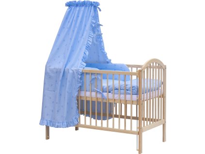 Dětská postýlka s kompletní výbavou Scarlett 120 x 60 cm - Méďa - modrá