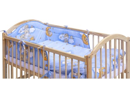 Dětská postýlka s kompletní výbavou Scarlett 120 x 60 cm - Mráček - modrá