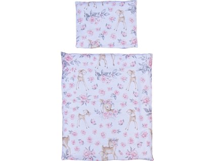 Set peřinka a polštař do kočárku Scarlett Srneček - růžová