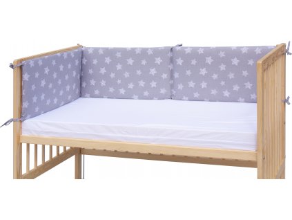 Mantinel do postýlky 4dílný - Scarlett Hvězdička- 180 x 30 cm - šedá