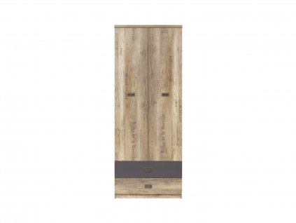 MALCOLM šatní skříň SZF2D2S dub canyon monument s potiskem 3D/šedý wolfram