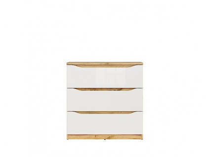NUIS komoda KOM3S dub wotan/bílý lesk