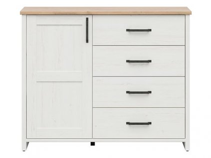 LOKSA komoda KOM1D4S borovice bílá anderson