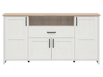 LOKSA komoda KOM4D1S borovice bílá anderson