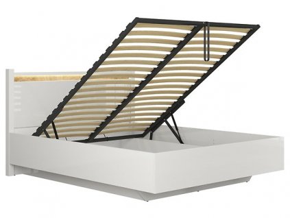 ALAMEDA postel LOZ/160 B bílý lesk/dub westminster VČETNĚ ROŠTU a BEZ MATRACE