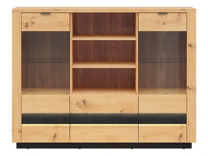 OSTIA vitrína KOM2W2S dub artisan/černý lesk