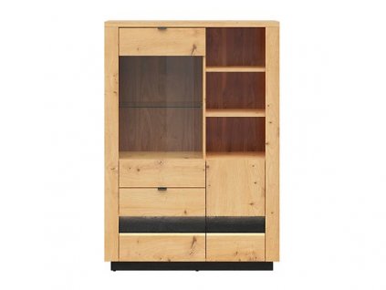 OSTIA vitrína REG1D1W2S/15/10 dub artisan/černý lesk