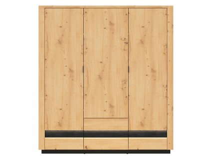 OSTIA šatní skříň SZF3D2S dub artisan/černý lesk