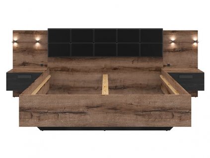 lož.KASSEL postel LOZ/160/A BEZ ROŠTU A MATRACE dub monastery/dub černý